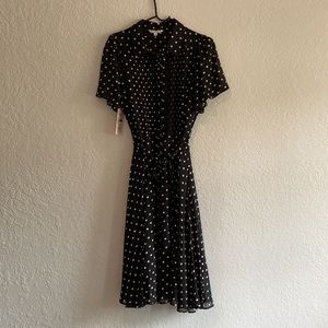 Nanette Lepore Polka Dot Flutter Sleeve Pintuck Dress